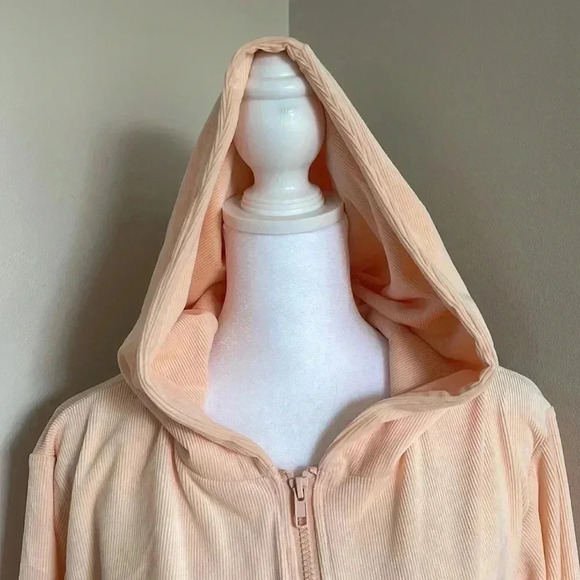 Viore La Vie Ribbed Orange Crop Top Front Zip Hoodie​​ - Picture 4 of 16